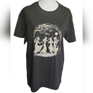 Black Graphic T-Shirt with Dancing Witches.